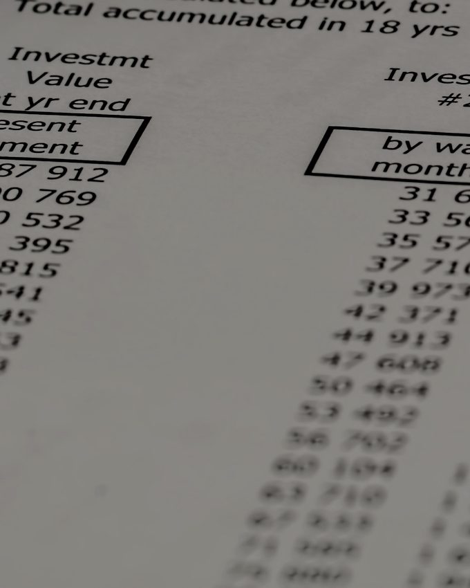 Printed investment schedules